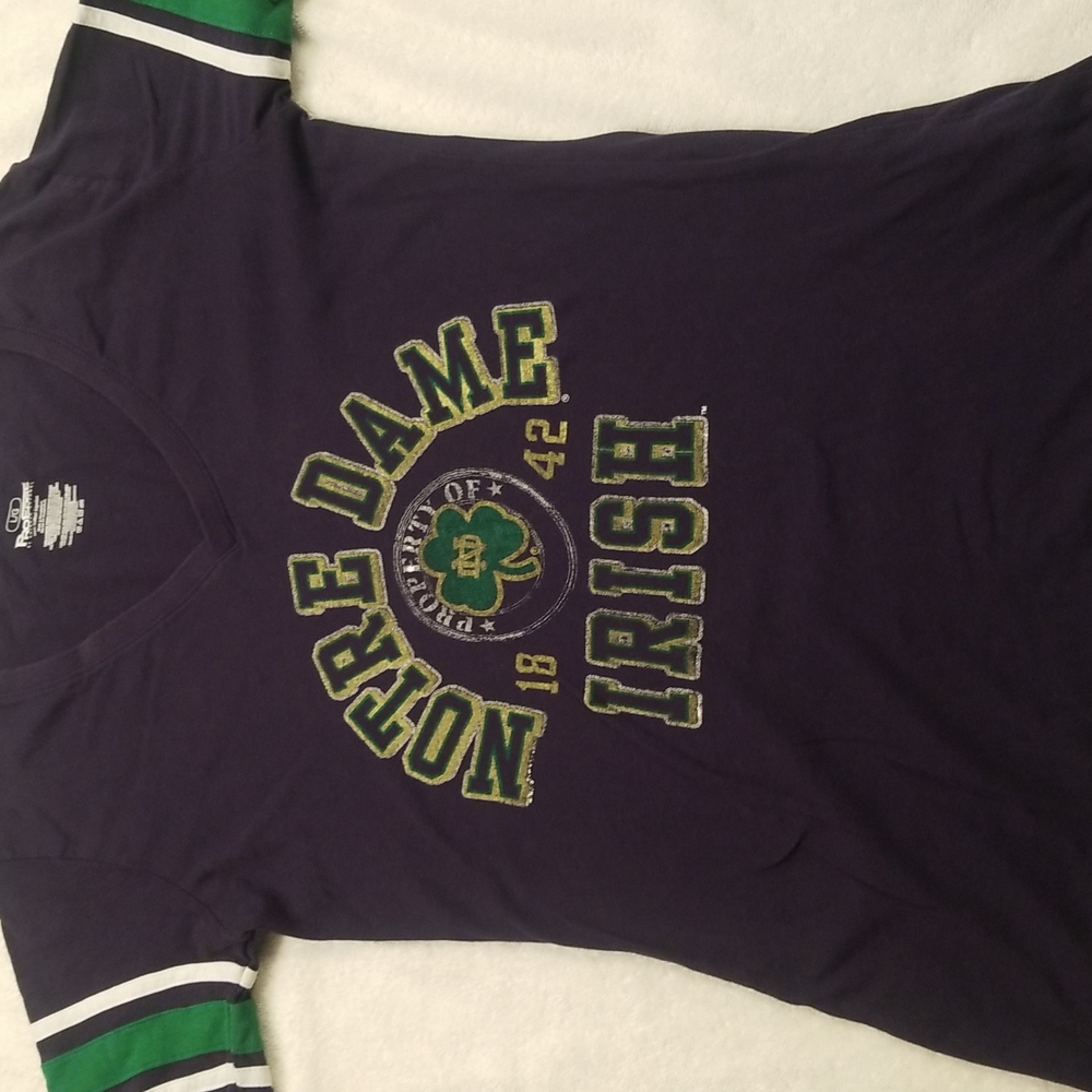 University of Notre Dame Fighting Irish Football Basketball Tee Blue Size Large